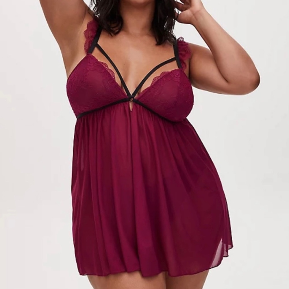 Torrid Strappy Lace & Mesh Babydoll Chemise - Picture 1 of 11